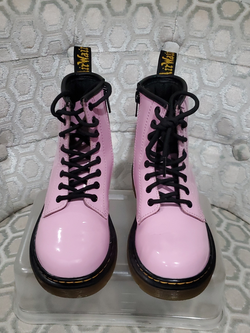 Dr. Martens Pink Lace-Up Leather Combat Boots Kids Size 13